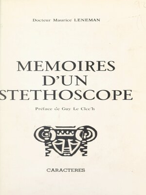 cover image of Mémoires d'un stéthoscope
